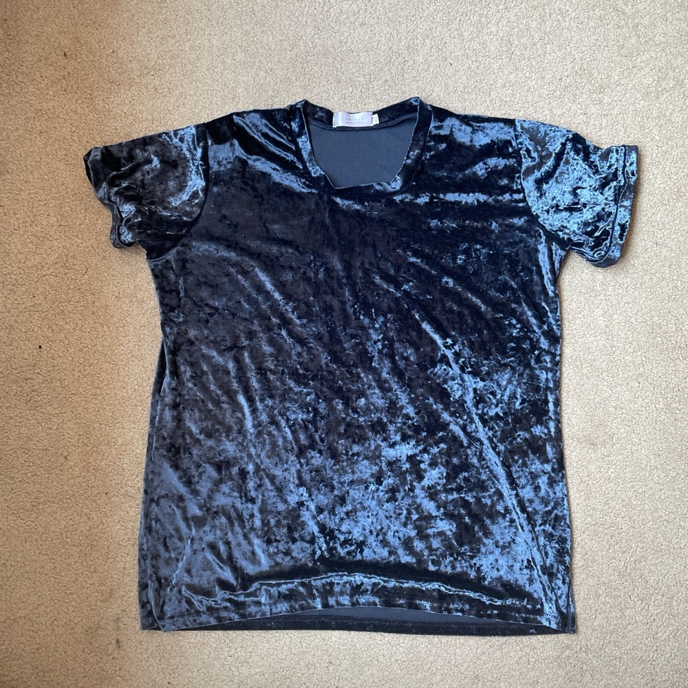 Navy velvet appearance shirt